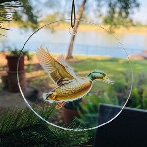 Mallard Duck Suncatcher Ornament Holiday Christmas bird lover acrylic